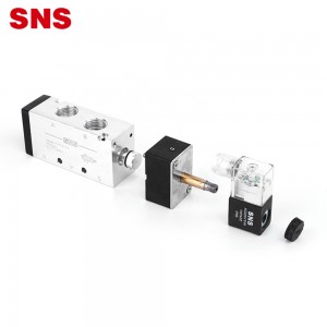 Válvula solenoide de aleación de aluminio serie SNS 4V4 Control de aire 5 vías 12V 24V 110V 240V