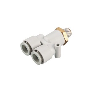 Conector de tubo de manguera de aire de rosca macho de tipo Y de 3 vías, serie SNS KQ2X, conector rápido neumático de plástico