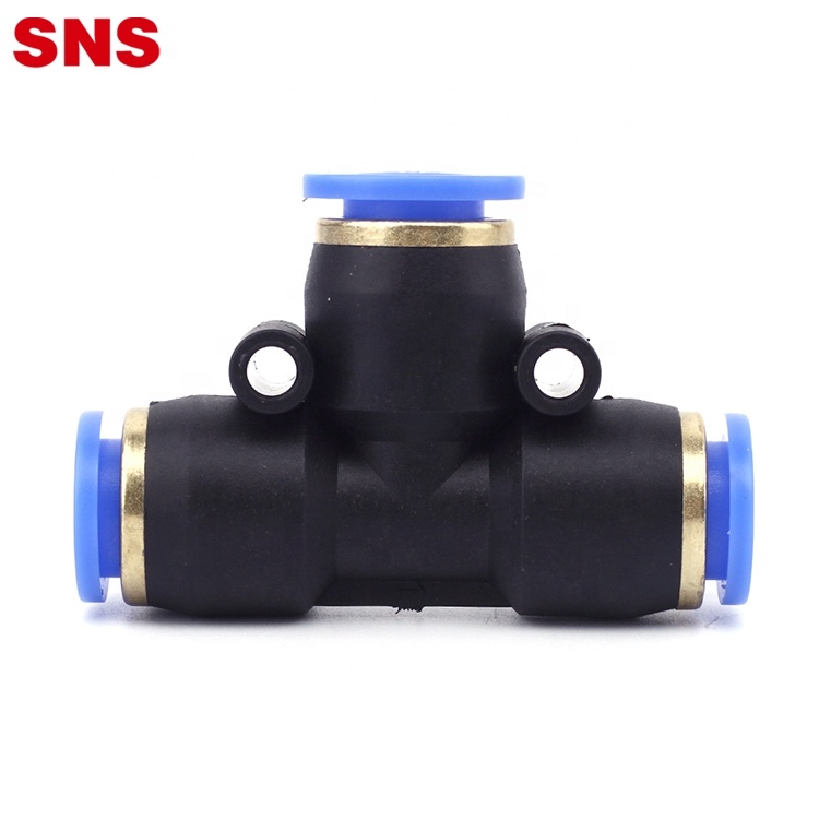 SNS SPE-1/4 1/4" Tube OD Union Tee Iru Ṣiṣu Titari si Ọna asopọ kiakia Tube Pneumatic Fitting of 10 PCS