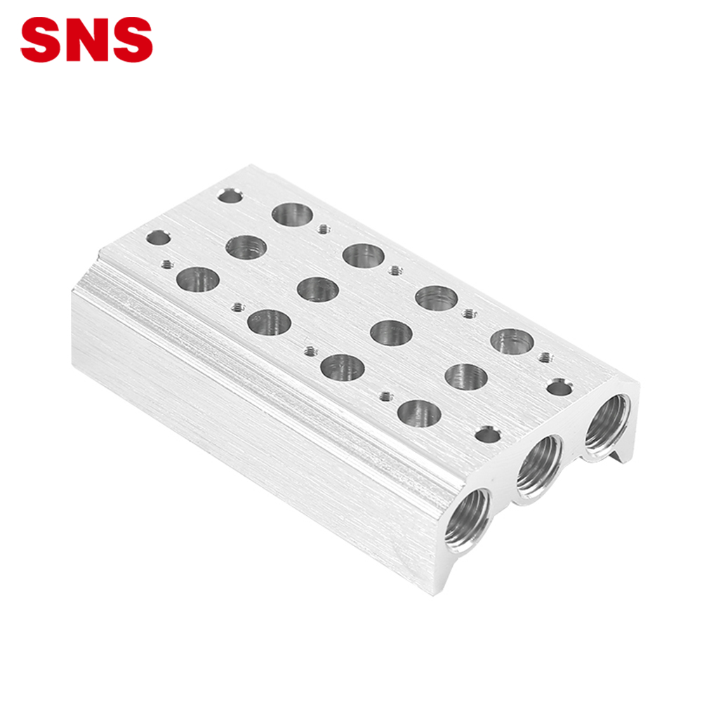 SNS 4V/4A Series Pneumatic Parts Aluminium Alloy Air Solenoid Valve Base Manifold