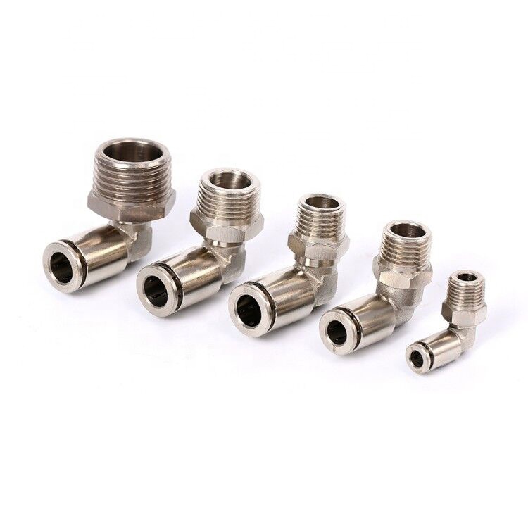 SNS JPL Series quick connect L type 90 degree male thread elbow air tube connector nickel-plated brass pneumatic fitting