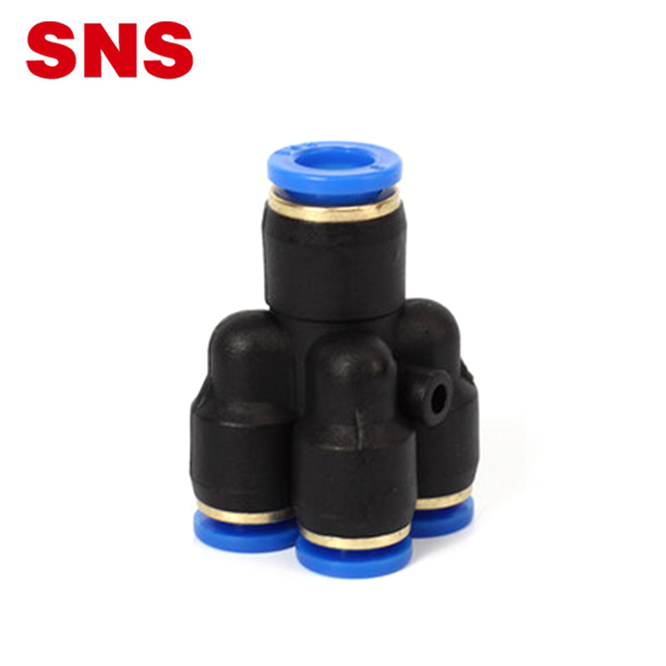 SNS PXY Series imwe kubata 5 nzira dzakasiyana dhayamita kaviri mubatanidzwa Y mhando kuderedza mhepo hose chubhu yekubatanidza epurasitiki pneumatic nekukurumidza f