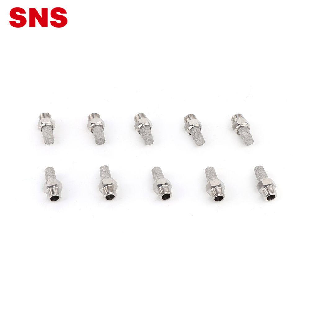 SNS BKC-T Stainless Steel Pneumatic Air Cylinder Valves Sintered Noise Elimination porous sintered metal filter element Silencer