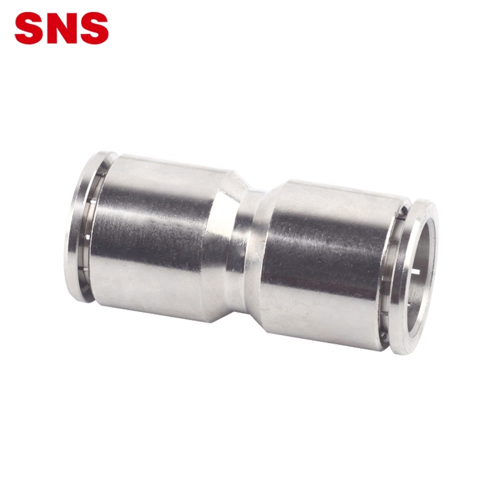 SNS JPU Series on touch nickel-plated brass union straight quick connect metala kupono pneumatic connector for ea hose tube