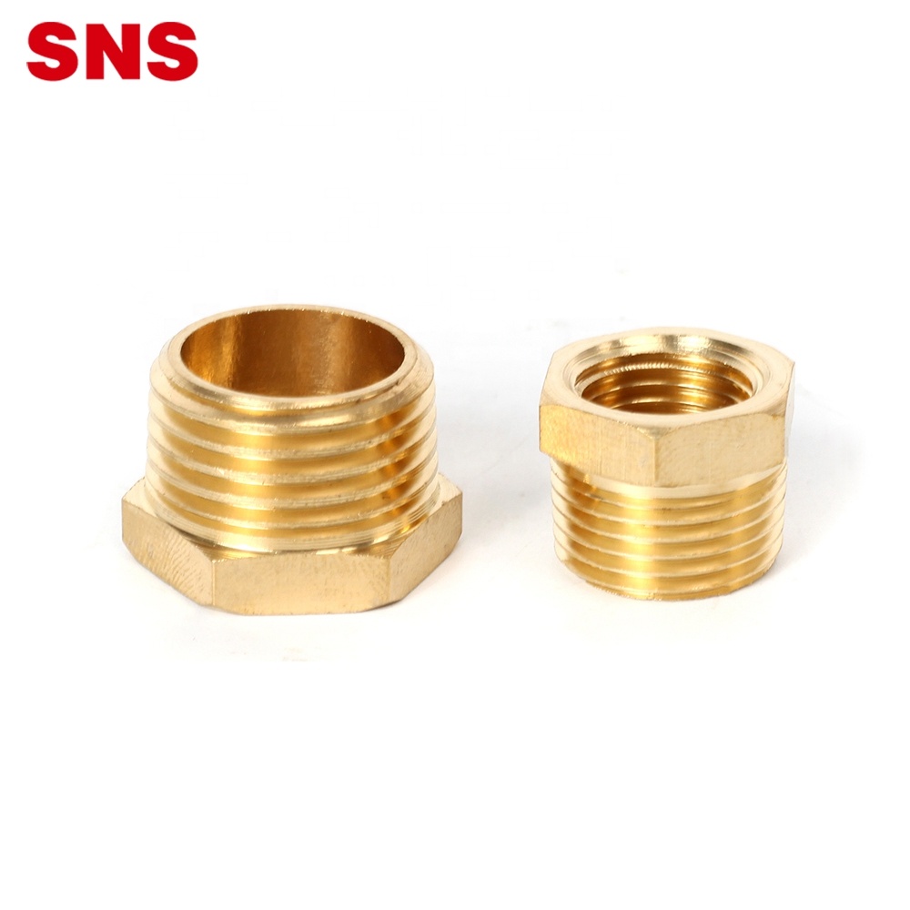 SNS BB Series pneumatic sagi genep jalu jeung bikang threaded ngurangan konektor lempeng adaptor kuningan bushing pipe pas