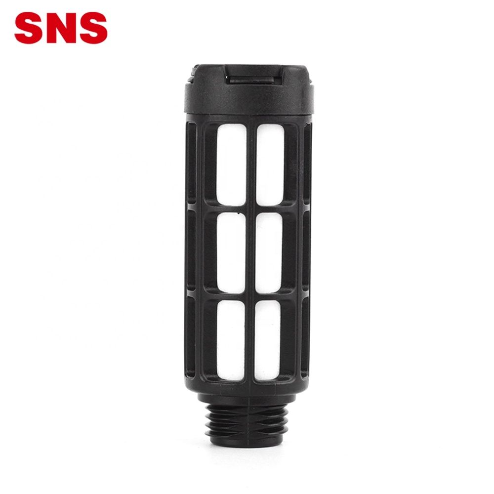 SNS PSU Series ສີດໍາສີ pneumatic air exhaust muffler filter plastic silencer ສໍາລັບການຫຼຸດຜ່ອນສຽງ