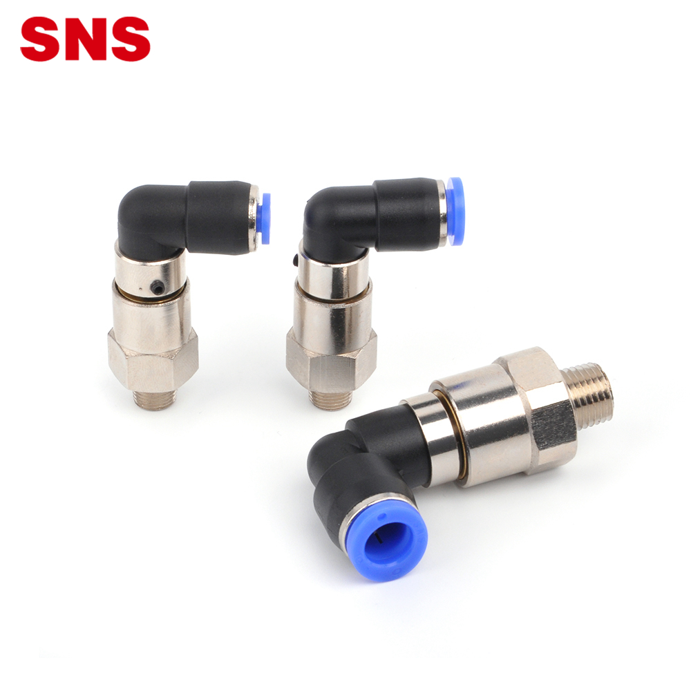 SNS NRHL Series brass pneumatic PU pipe high speed elbow rotary fittings