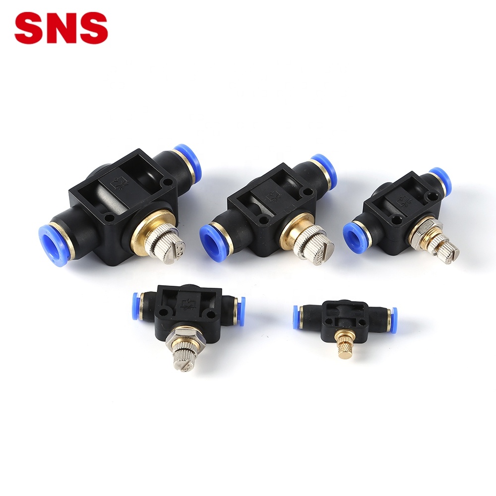 SNS SPA Series pneumatic one touch union pengontrol aliran udara lurus katup kontrol kecepatan dengan fitting push-to-connect