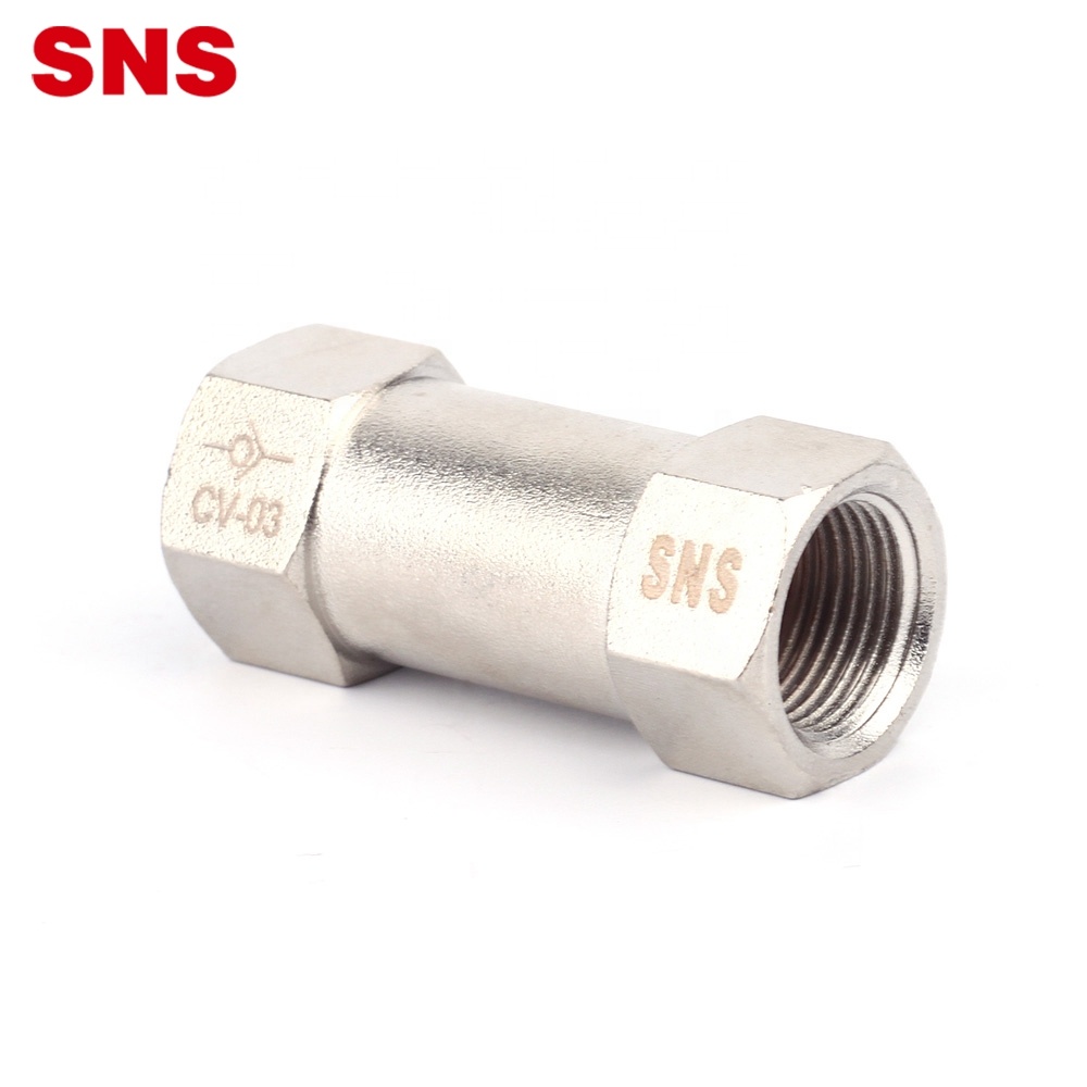 Пневматичний односторонній зворотний клапан з нікельованої латуні серії SNS CV, зворотний клапан