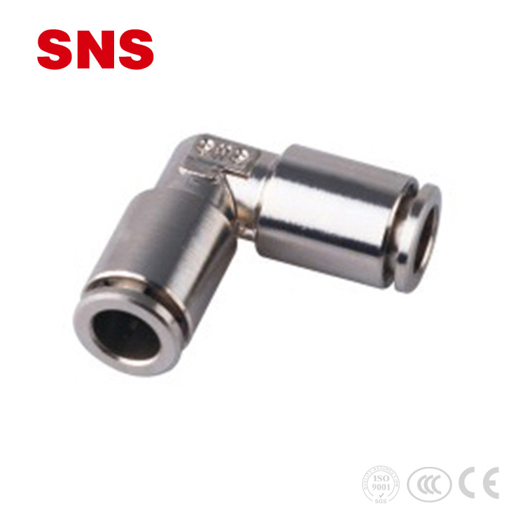 SNS JPVN logam pneumatik push in fitting, siku reducer kuningan pipa fitting pipa, pneumatik logam pas