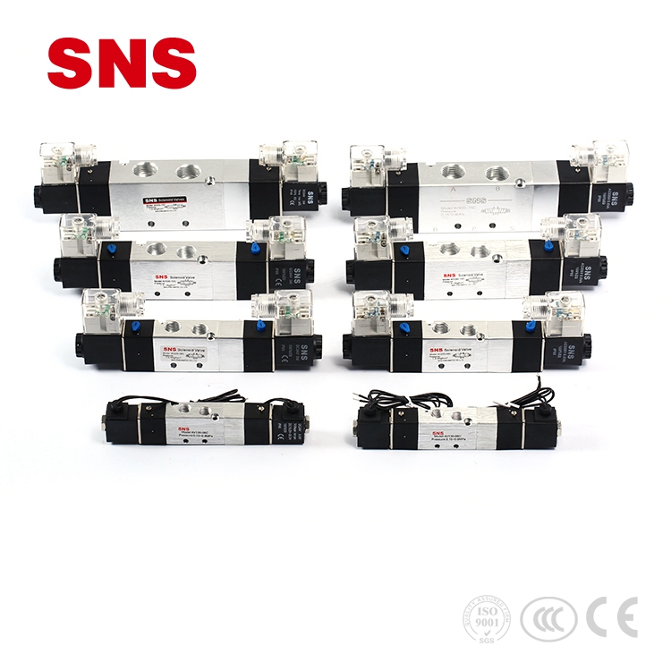 SNS 4V2 시리즈 알루미늄 합금 솔레노이드 밸브 공기 제어 5 방향 12V 24V 110V 240V