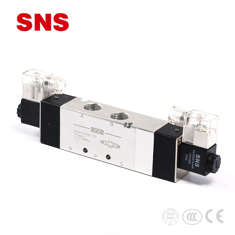 SNS 4V2 سلسلة سبائك الألومنيوم الملف اللولبي صمام التحكم في الهواء 5 طرق 12 فولت 24 فولت 110 فولت 240 فولت