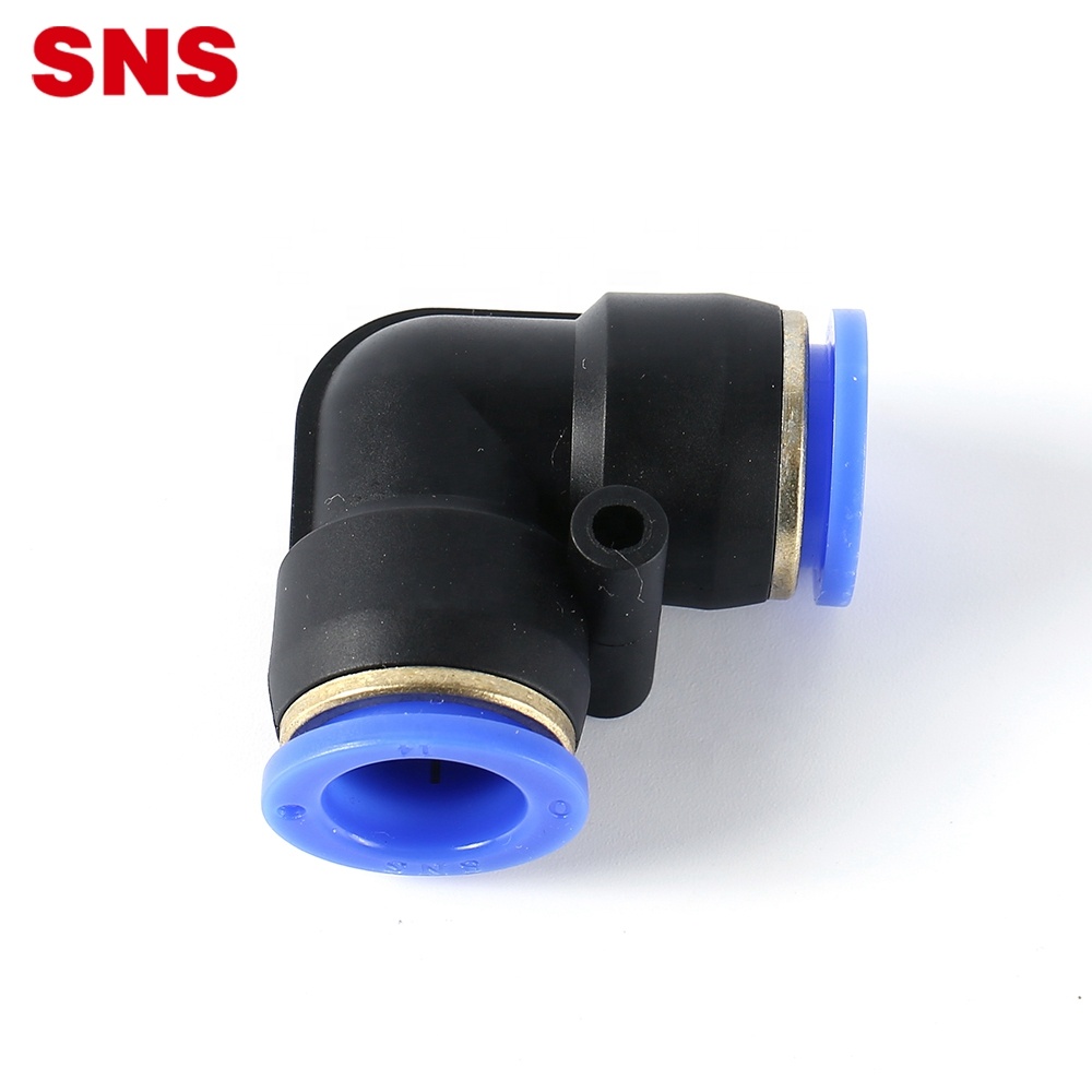Serie SNS SPV, venta al por mayor, conexión rápida de un toque, tipo L, conector de tubo de manguera de aire de plástico de 90 grados, accesorio neumático de codo de unión