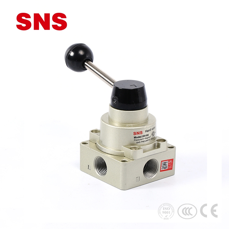 SNS Pneumatic Factory HV Series Hand Lever 4 Ports 3 Position Control Mechanical Valve