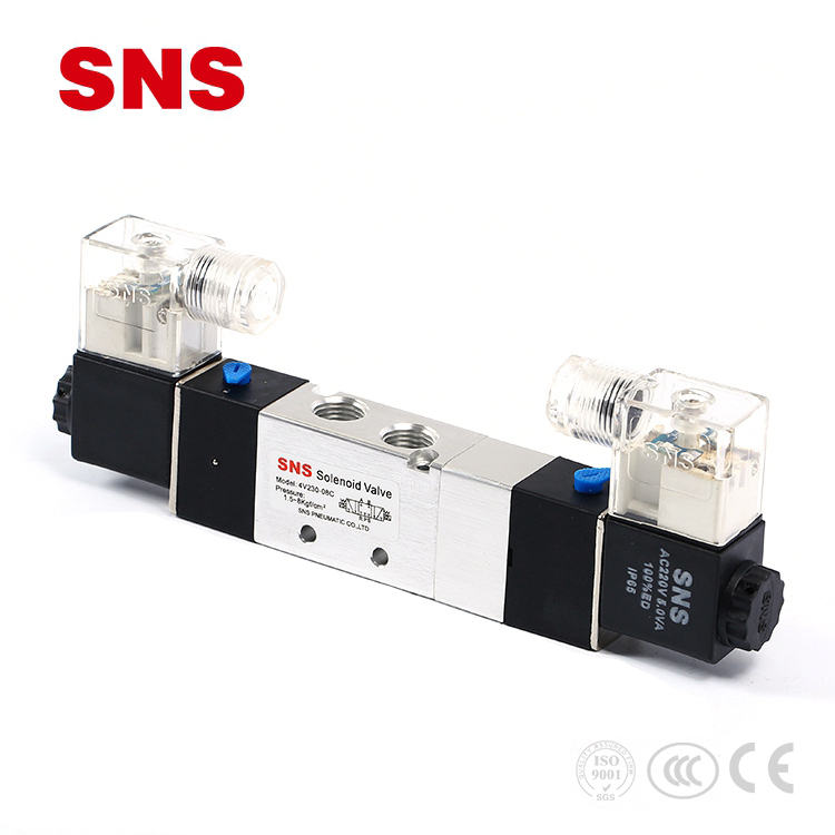 Válvula solenoide de aleación de aluminio serie SNS 4V2 Control de aire 5 vías 12V 24V 110V 240V
