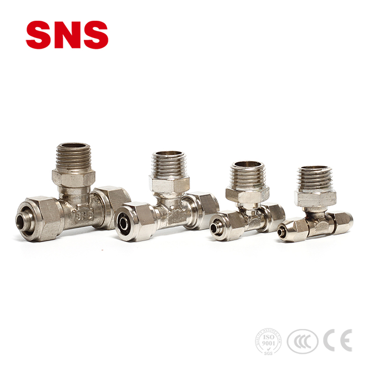 SNS KTB Series high quality pipe quick metal bite type male branch tee air pneumatic fittings