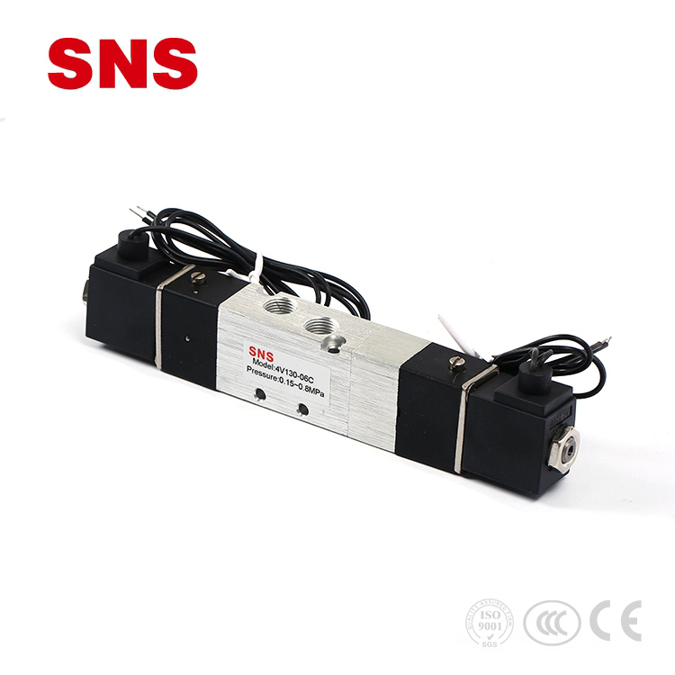 SNS 4V2 سلسلة سبائك الألومنيوم الملف اللولبي صمام التحكم في الهواء 5 طرق 12 فولت 24 فولت 110 فولت 240 فولت