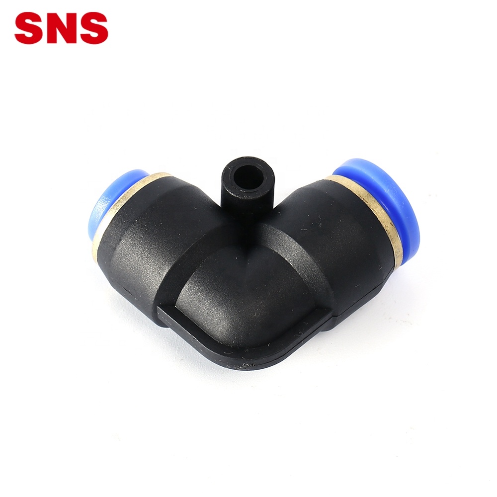 SNS SPVN Series one touch push untuk menghubungkan 90 derajat L jenis selang udara plastik konektor tabung pu mengurangi fitting pneumatik siku