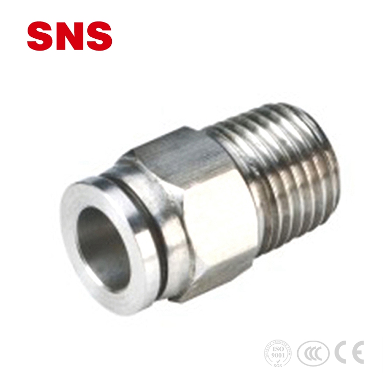 SNS BKC-PC rekta pneŭmatika neoksidebla ŝtalo 304 tubo-konektilo unu-tuŝa metala konvenaĵo