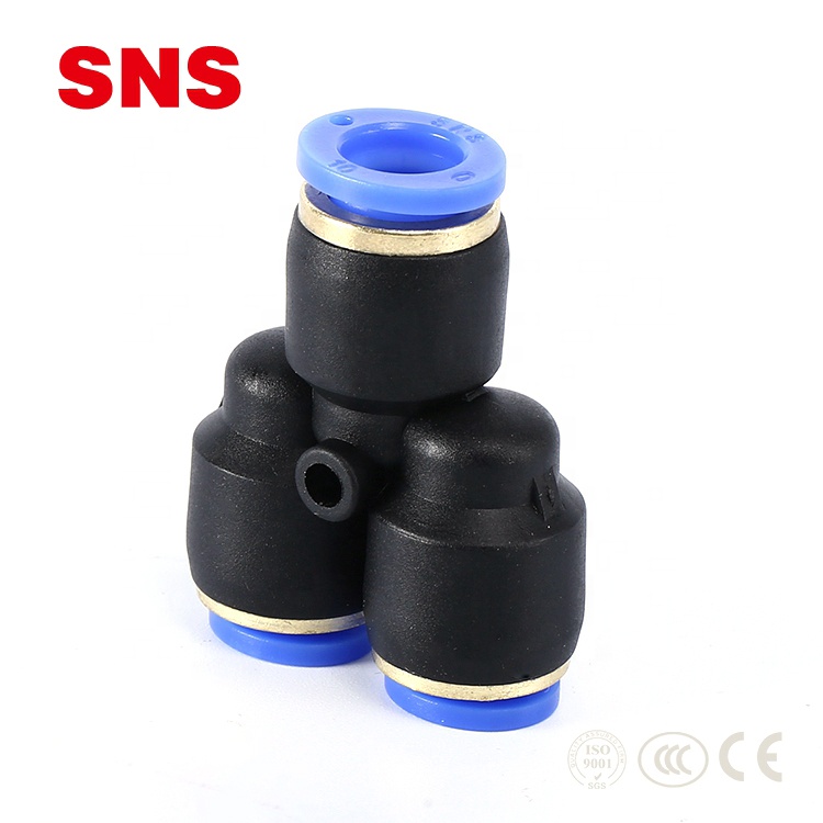 Серія SNS SPN одним дотиком 3-сторонній редукційний з’єднувач трубки повітряного шланга пластиковий Y-тип пневматичний швидкий монтаж