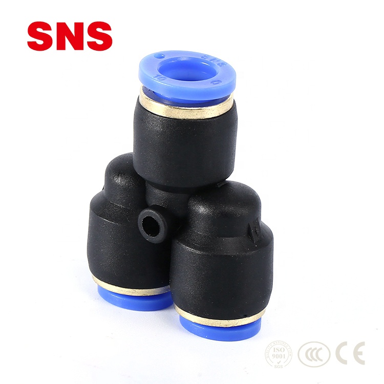 SNS SPN Series one touch 3 way reduce air hose tube connector plastic Y type pneumatic fast fitting