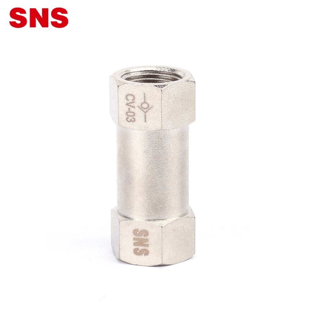 SNS CV 시리즈 공압 니켈 도금 황동 편도 체크 밸브 역류 방지 밸브