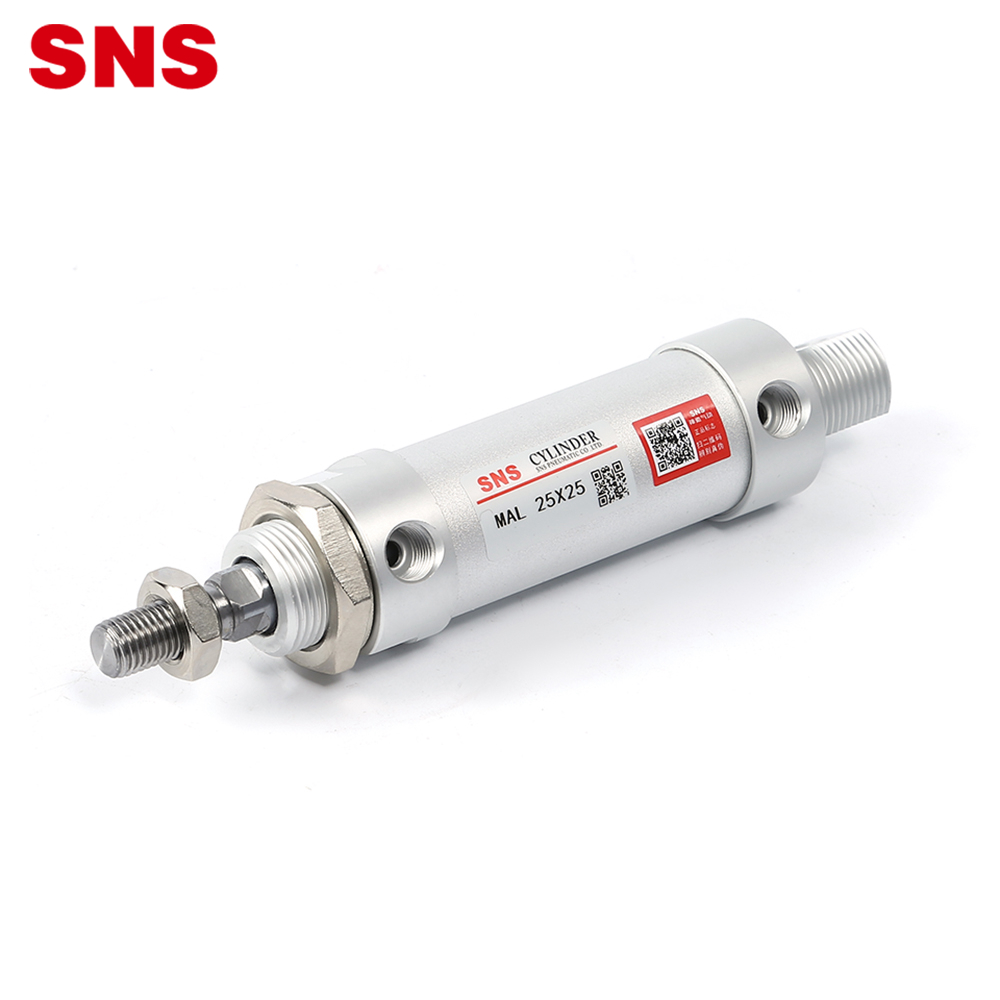 Mini cilindro de aire neumático de aleación de aluminio serie SNS MAL con puerto PT/NPT
