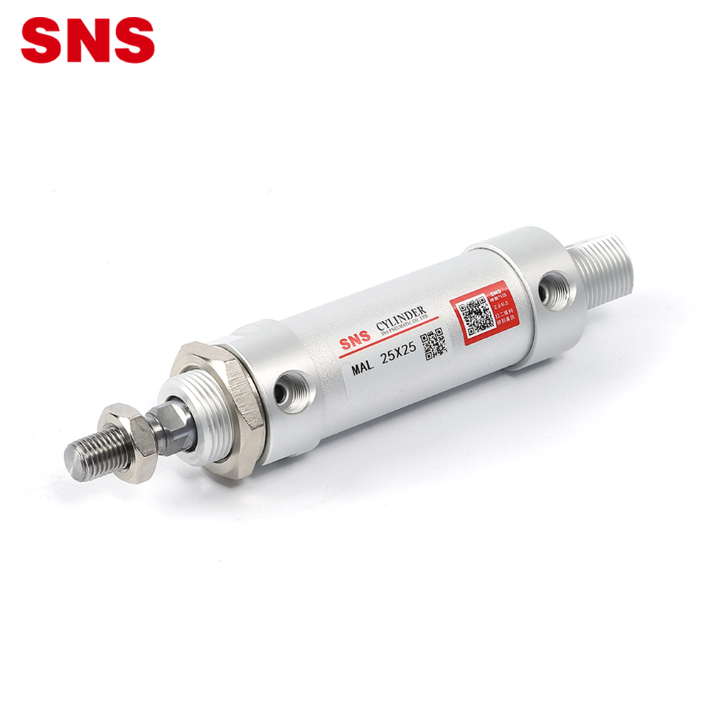 SNS MAL Serio mini pneŭmatika aercilindro de aluminio alojo kun haveno PT / NPT