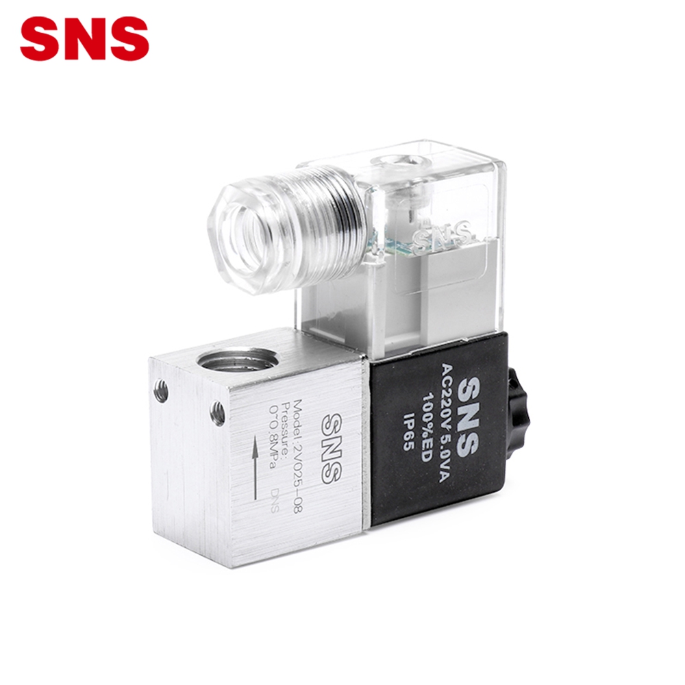 SNS pneumatic 2V စီးရီး 2/2 နည်းလမ်းသည် ပုံမှန်အားဖြင့် တိုက်ရိုက်လုပ်ဆောင်သော 2V025-08 လေဆိုလီနွိုက် အဆို့ရှင်ကို ပိတ်ထားသည်။