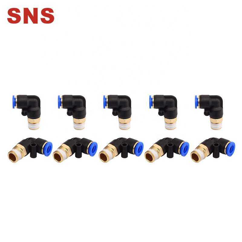 SNS SPL Series Kāne Kuʻekuʻe L ʻano Plastic hose connector Push To Connect Pneumatic Air Fitting