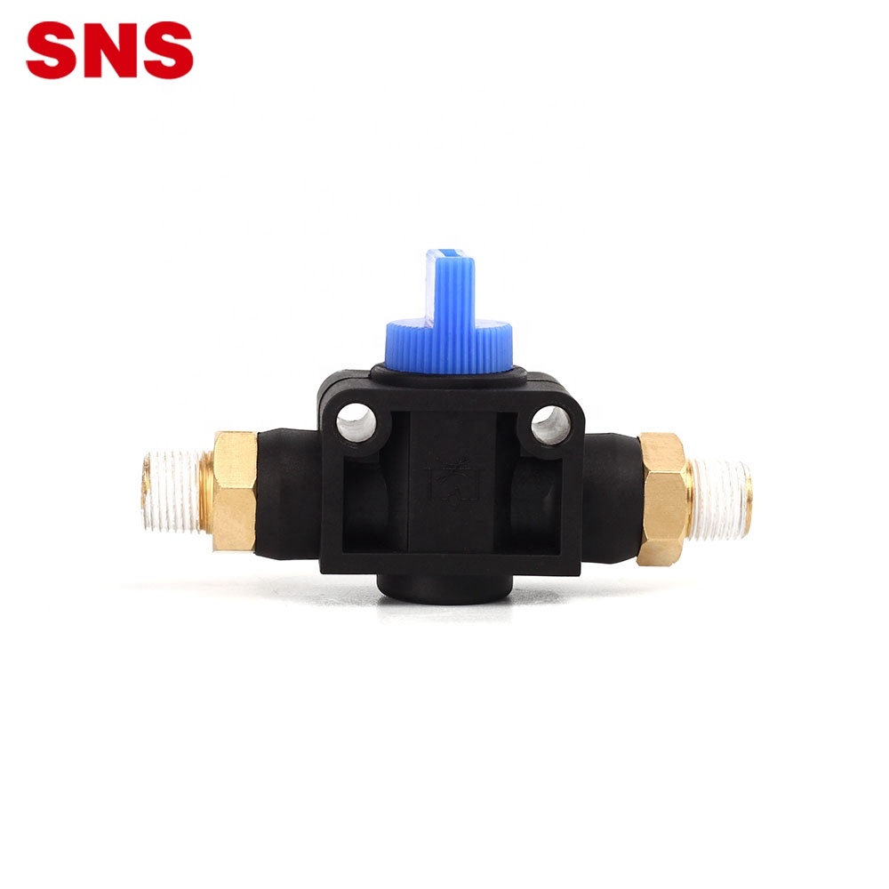 SNS HVSS Series keleawe a me ka plastic ea kahe ea hoʻopaʻa lua kane kaula lima valve pneumatic kūpono