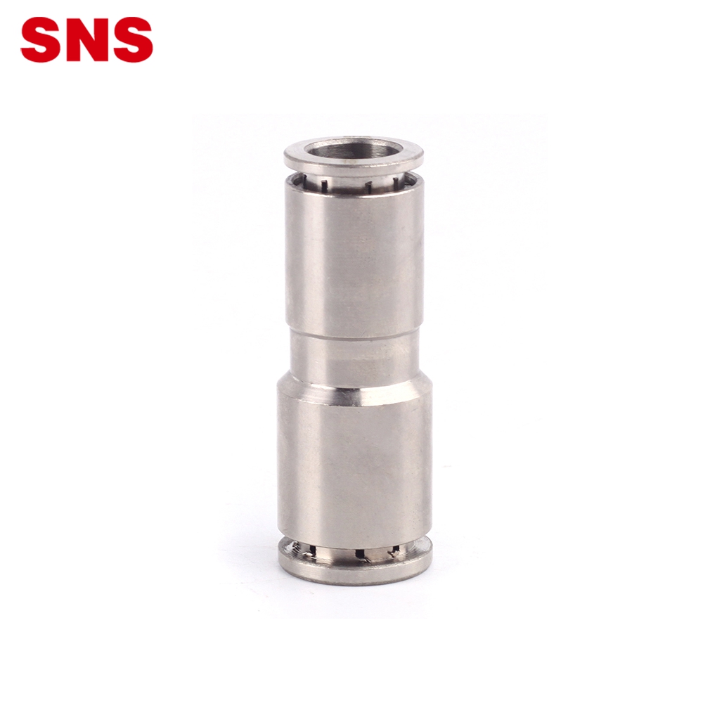 SNS JPG Series push to connect nickel-plated brass straight reducing metal quick fitting pneumatic connector for air hose tube