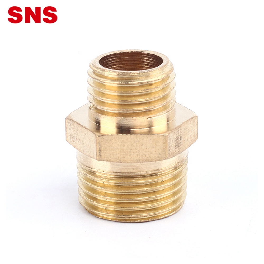 SNS BW Series pneumatic double male thread straight extension connector adapter brass pipe fitting