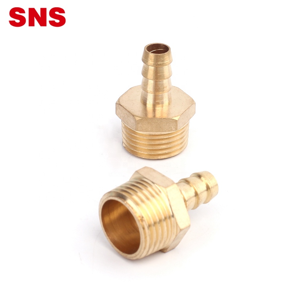 SNS BG Series pneumatic brass murume shinda inodzikisa yakatwasuka adapter yemhepo hose yakagerwa muswe pombi yekukodzera